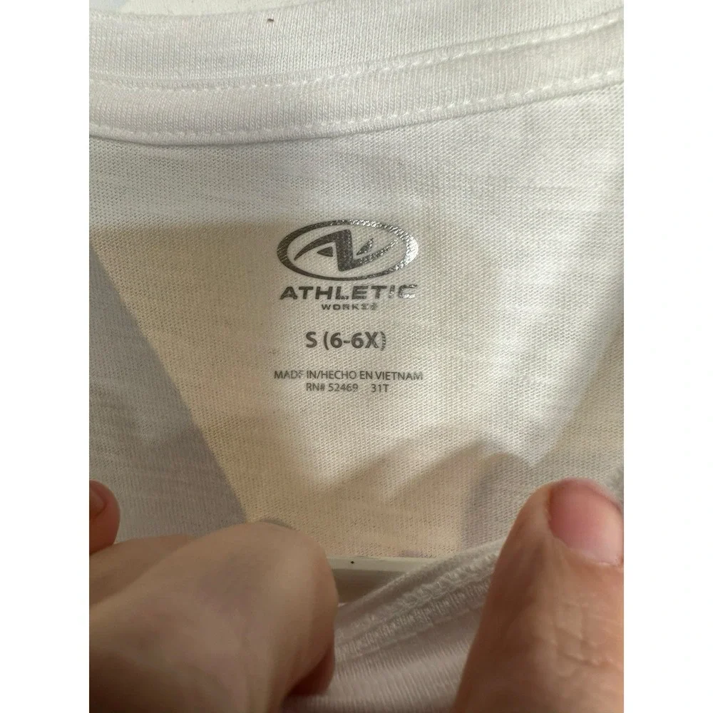 athletic works girls white short sleeve shirt size small‎ 6 6x